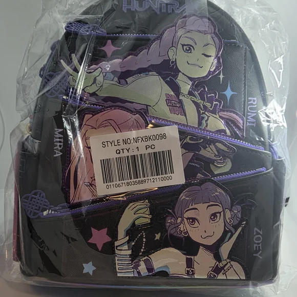 Loungefly Black Neon Pastel Huntress Character Mini Backpack - Picture 8 of 9